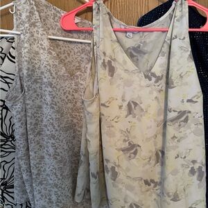 Nine West Gray and Cream Abstract Tank Top
